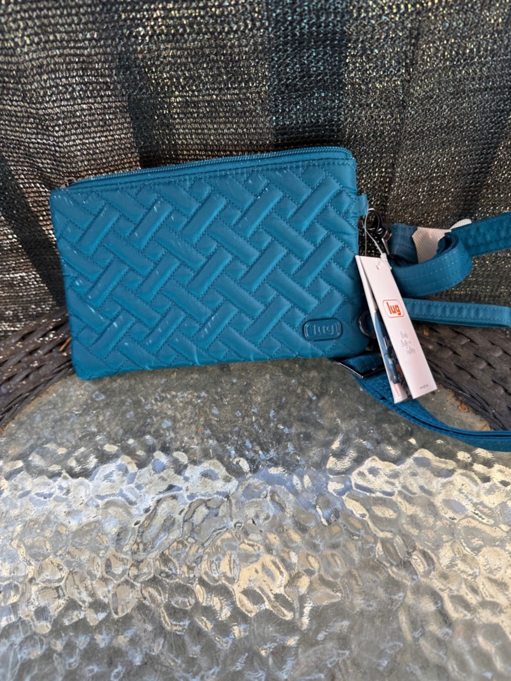 lug Teal Quilted Crossbody Wallet